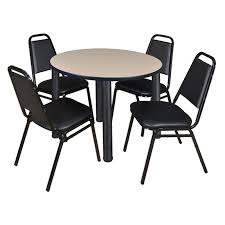 Regency Kee Round Breakroom Table With 4 Stackable Restaurant Chairs Break Room Restaurant Chairs Table