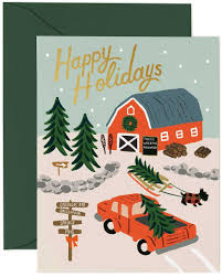 What a fun way to add farm style christmas cheer to your home! Rifle Paper Co Holiday Tree Farm Card Envelope Papercut