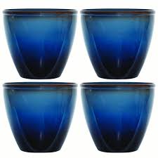 This elegant planter is made from resin. Suncast 16 Inch Ombre Decorative Durable Resin Planter Blue And Brown 4 Pack Walmart Com Walmart Com