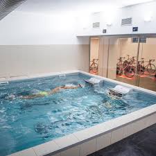 Room For One More In This Dual Propulsion Endless Pool It Lets Two People Swim In Place Side By Side Each At Their Own Endless Pool Spa Rooms Swimming Pools