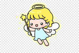 Cat with angel wings and golden halo laying in clouds in the sky. Cartoon Cartoon Little Angel Cartoon Character Painted Png Pngegg