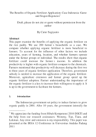 Pdf The Benefits Of Organic Fertilizer Application Case Indonesia Garut And Sragen Regencies