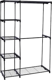 Deluxe storage rack has 2 garment rods; Amazon Com Whitmor Deluxe Double Rod Freestanding Closet Heavy Duty Storage Organizer Home Kitchen