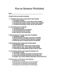 Exercise 1 practice a worksheet 1 identifying sentence. Run On Sentence Worksheets Quiz And Answer Keys By Laura Torres