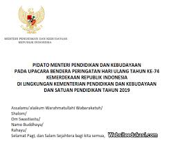 Upacara hari guru nasional tahun 2019 (hgn 2019) dilaksanakan pada hari senin tanggal 25 november 2019. Pidato Sambutan Hut Ke 74 Kemerdekaan Ri Tahun 2019 Websiteedukasi Com
