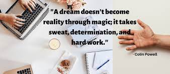 Famous Quote A Dream Doesn T Become Reality Through Magic It Takes Sweat Determination And Hard Work Poly Languages