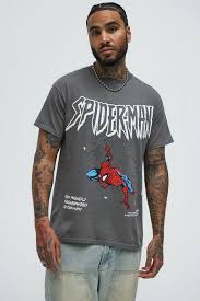 Men's Spider Man Max Swing Short Sleeve Tee Shirt in Charcoal