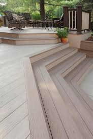 Azek slate gray and island oak curved deck. Azek Harvest Fence And Deck Direct