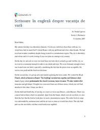 October 1st, 2009 at 4:07 am. Scrisoare In EnglezÄ Despre VacanÈa De VarÄ Liceunet Ro