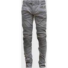 Balmain Light Grey Ribbed Panels Biker Jeans Grey Jeans Men Hoodie Fashion Biker Jeans