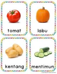 Matching Furits Vegetables Cards English Indonesian Real Pictures To Clipart Kartu Flash Buah Kartu