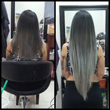 Black And Grey Ombre Hair Extensions Grey Hair Extensions From Black To Slate To Pale Gray With Hints Of Blue Hair By Amanda Scherl Grey Ombre Hair Black To Grey Ombre Hair Grey Hair Extensions