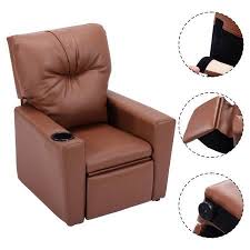 Goplus Kids Sofa Manual Recliner Leather Ergonomic Lounge W Cup Holder Children Gift Recliningsofa Kids Recliners Kids Sofa Chair Leather Recliner