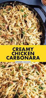 Creamy Chicken Carbonara Recipe Recipe Chicken Carbonara Italian Pasta Dishes Chicken Carbonara Recipe