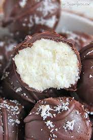 Chocolate Coconut Cream Truffles Sugar Apron Recipe Desserts Coconut Desserts Coconut Recipes