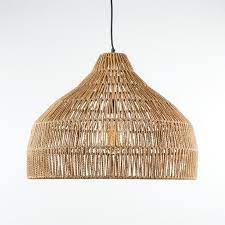 Hanging the light at a height similar to the round mirror creates a smart, artful focal point at the other end of the room. Cabo Large Woven Pendant Light Reviews Crate And Barrel