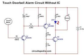 Touch Switch Circuit Diagram For Doorbell Alarm When Touch The Touch Plate With Circuit Diagram Electrical Circuit Diagram Electronics Projects For Beginners