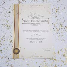 A Certificate Of Gold As Proof Of Naming Your Star Gift Present Stargift Originalgift Starinformation