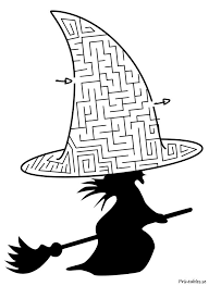 Maze Witch Hat Free Printable For Halloween Halloween Maze Halloween Bags Halloween Themes