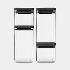 Lids feature 16 vertical ribs for easy gripping and turning. Square Canisters Set Of 4 2 X 0 7 2 X 1 6 Litre Tasty Dark Grey Brabantia