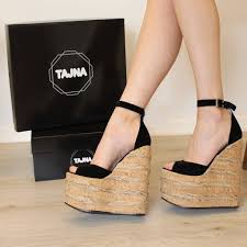 Ankle Strap Black Platform Sandals 20 Cm Black Ankle Strap High Heel Wedge Platform Sandals High Heels Black High Heels Platform High Heels