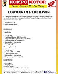 Laporan kerja praktek dinas pendidikan kabupaten purbalingga. Lowongan Kerja Cv Kompo Motor Purbalingga Januari 2021