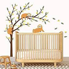 Amazon Com Decalmile Large Tree And Sloths Wall Decals Kids Wall Stickers Baby Nursery Childrens Kids Wall Decals Wall Stickers Home Decor Wall Decor Bedroom