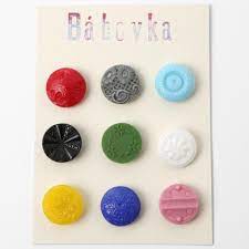 アンティーク チェコ雑貨のお店 babovka バーボフカ ヴィンテージ ガラスボタンカード ボタン カード ガラス カード