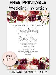Marsala Floral Printable Wedding Invitation Printables For Free Free Printable Wedding Invitations Wedding Invitations Printable Templates Free Printable Wedding Invitation Templates