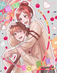koizumi risa, ootani atsushi, lovely complex, absurdres, highres, blush,  couple, hand on anothers head, hug, imy, long hair, orange hair,  school uniform, smile - Image View - | Gelbooru - Free Anime