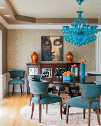 Behr has orange dining room paint colors to accent any style you want to feature in your home. Dramatic Dining Room In Shades Of Blue Beige And Tangerine Hgtv