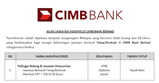 We did not find results for: Permohonan Online Jawatan Kosong Di Cimb Bank Berhad