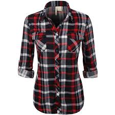 Black And White Buffalo Plaid Shirt Womens Womens Lightweight Plaid Button Down Shirt With Roll Up Sleeves Plaid Shirt Women Black Button Up Shirt Plaid Dress Shirt