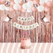 The gold jewel is so vivid 3d pink gold wallpaper for your android phone. 45pcs Set Latex Foil Balloon Happy Birthday Banner Flag Cake Topper Foil Curtain Black Gold Rosegold Theme Party Decoration Set Shopee Philippines