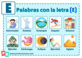 Palabras en inglés con la letra a palabras y enunciados en inglés y español. Palabras Con E Que Empiezan Por La Letra E Para Ninos