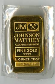 Johnson Matthey 9999 Fine Gold 1 Troy Ounce Bar Gold Johnson Ounces