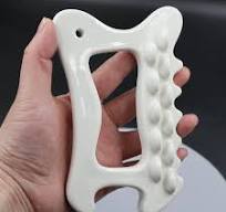 Guasha Board for Body Skin SPA Marbling Horn Shape Ceramic Guasha Massage Tool Guasha Therapy Tool Ceramic Gua Sha Scraping Tool