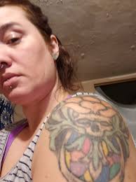 Stained glass window inspired by tattoo art