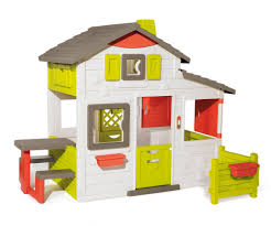 The party house basic floor size is 2.4 x 2.4 peak height of 1.850 side wall height of 1.270 and a door height of 1.120mm. Neo Friends House Playhouse Playhouses Outdoor Products Www Smoby Com