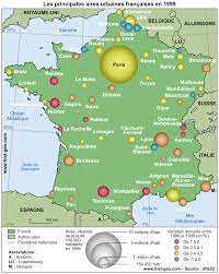 Une aire urbaine peut se réduire à son pôle urbain (exemple : Carte Des Principales Aires Urbaines Francaises En 1999