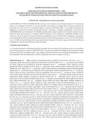 GOVERNO DO ESTADO DE GOIÁS SECRETARIA DE ESTADO DA ADMINISTRAÇÃO – SEAD  CONCURSO PÚBLICO PARA PROVIMENTO DE VAGAS NO CARGO