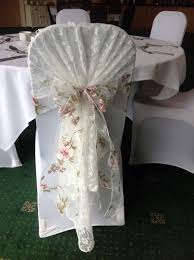 Beautiful Vintage Lace Chair Hood With Floral Organza Sash Available To Hire From Make It Specia Wedding Chair Decorations Chair Covers Wedding Wedding Chairs