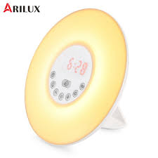 Led Natural Wake Up Light Sunrise Simulation Alarm Clock Fm Radio Night Lamp