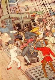 In This Illustration Hook Is Already Wearing His Hook But Otherwise This Could Be The Scene When The Vicious Lost Boys Peter Pan Captain Hook Vintage Colors
