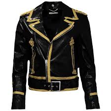 Black And Gold Jacket Men Saint Laurent Black Gold Men S Leather Officer Biker Jacket W Gold Trim Sz 38 Black And Gold Jacket Biker Jacket Jackets