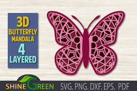3d Butterfly Mandala 4 Layered Svg Graphic By Shinegreenart Creative Fabrica