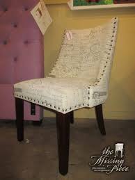 French Script Upholstered Accent Chair On Dark Legs With Nailhead Trim Super Cute 24 Wide X 26 Deep X 37 High Accent Chairs Upholstered Accent Chairs Chair