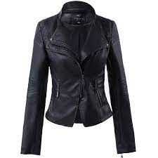 Llf Women S Faux Leather Stand Up Collar Moto Biker Short Jacket Cropped Jacket Black Ct1267kpft9 Leather Jackets Women Womens Faux Leather Vegan Leather Jacket