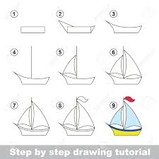 También la sombra de mi experiencia con un lápiz 4b y un difumino. Paso A Paso Tutorial De Dibujo Juego Visual Para Los Ninos Como Dibujar Un Barco Ilustraciones Vectoriales Clip Art Vectorizado Libre De Derechos Image 51115769