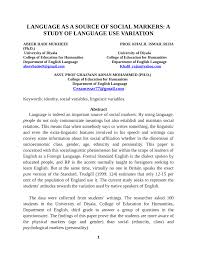 Pdf Language As A Source Of Social Markers A Study Of Language Use Variation